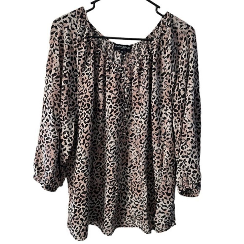 Cynthia Rowley Animal Print Long Sleeve Blouse